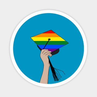 Holding the Square Academic Cap Rainbow Magnet